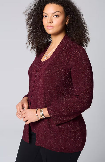 Wearever Rib-Textured Sparkle Cardi