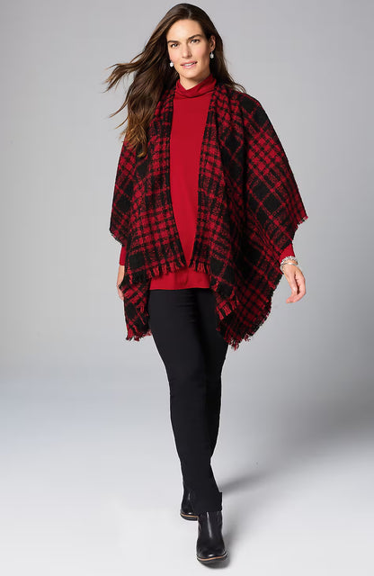 Cozy Plaid Blanket Ruana