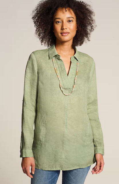 Garment-Dyed Linen Popover Tunic