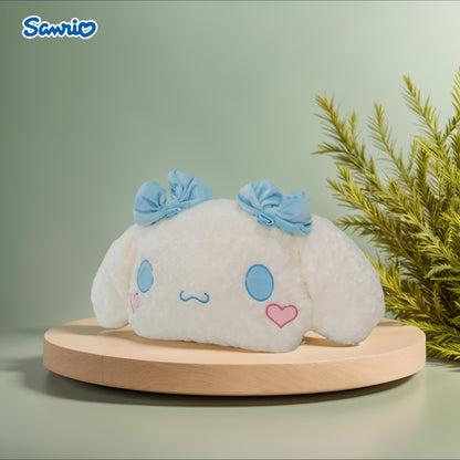 Pour l'oreiller en peluche for cinnamoroll - Coussin de chien de dessin animé mignon avec nœud bleu et yeux de cœur, tissu blanc doux, parfait pour la décoration de la chambre et du salon, cadeau idéal pour un couple ou les vacances, oreiller mignon