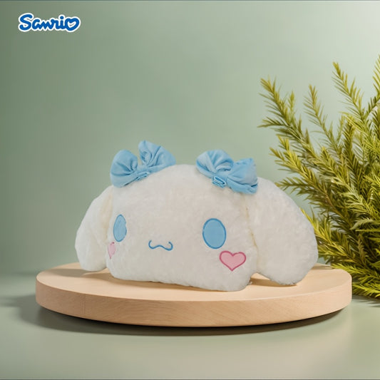 Pour l'oreiller en peluche for cinnamoroll - Coussin de chien de dessin animé mignon avec nœud bleu et yeux de cœur, tissu blanc doux, parfait pour la décoration de la chambre et du salon, cadeau idéal pour un couple ou les vacances, oreiller mignon