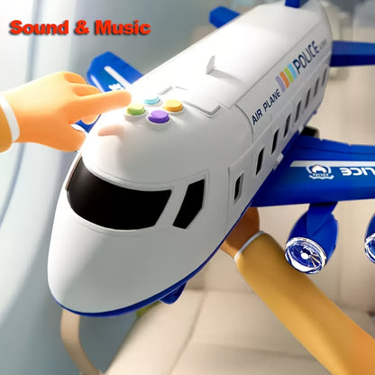 Grand Ensemble de Jouets Avion avec un Avion de 42 Pouces et 6 Véhicules ainsi que 4 Pistes, Équipé de Lumières et Sons, Idéal comme Cadeau pour Noël, Nouvel An ou Anniversaire pour Garçons et Filles
