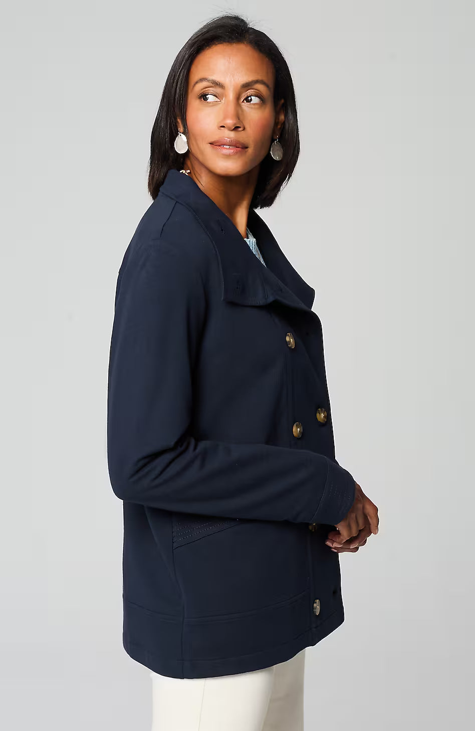 Knit Double-Breasted Peacoat