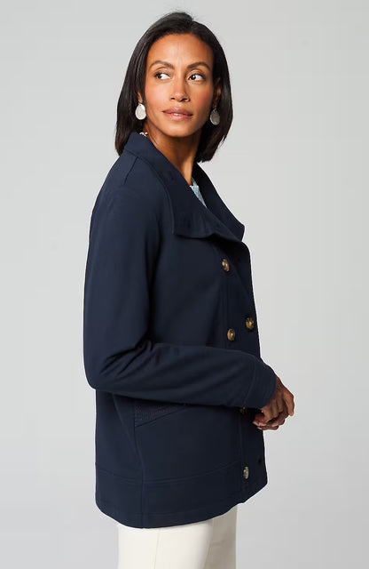Knit Double-Breasted Peacoat