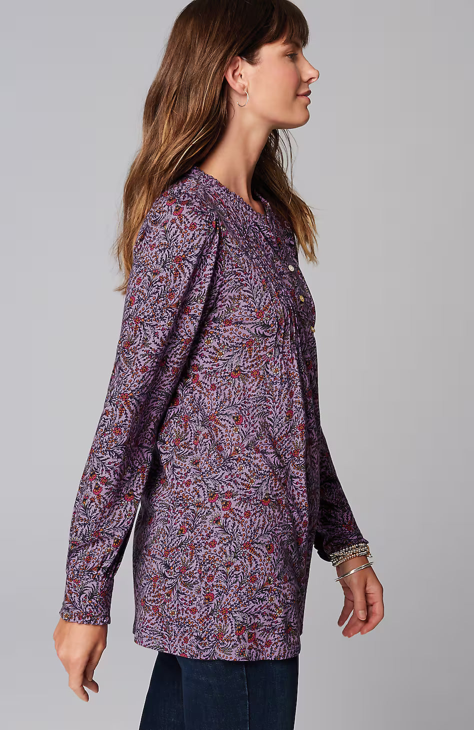 Ruffle-Trim Pintucked Tunic