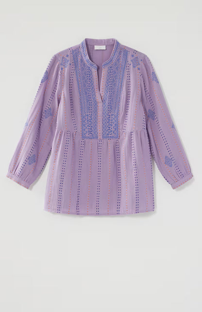 Cotton-Gauze Embroidered Popover
