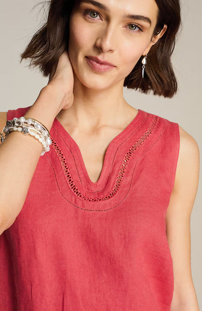 Linen-Trimmed Tank