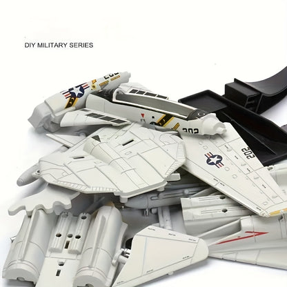Modèle de Chasseur F-14 - Modèle d'Avion Détailé avec Support, Idéal pour les Passionnés Militaires & Cadeau Parfait, Kit de Construction Avion Militaire | Modèle Réaliste d'Aéronef | Kit de Modélisme Aérien