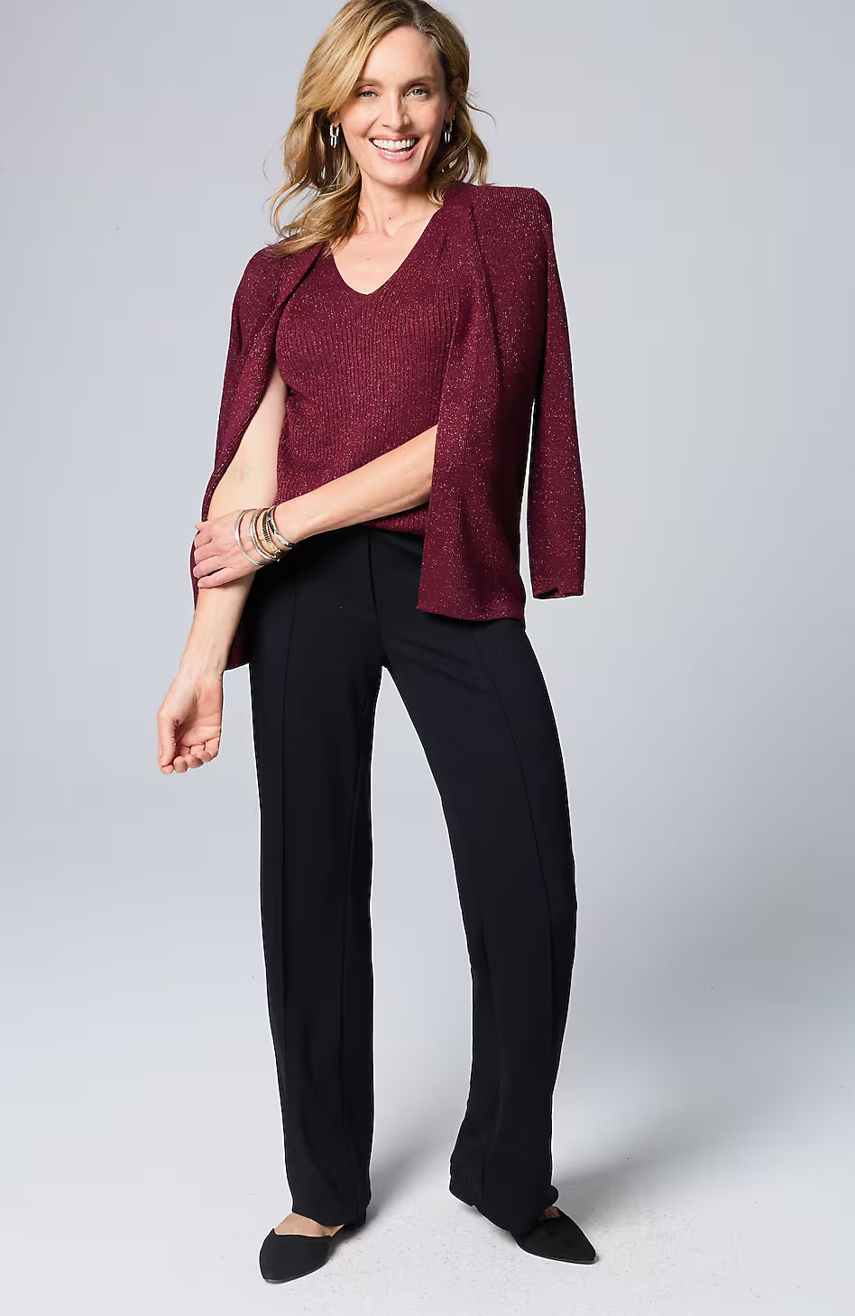 Wearever Rib-Textured Sparkle Top