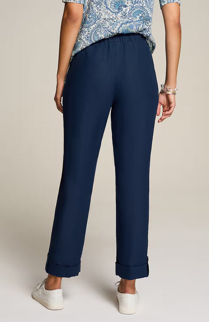 Linen Rolled-Cuff Straight-Leg Pants