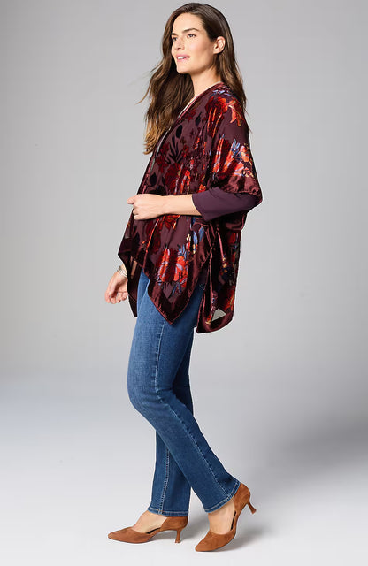 Floral Burnout Velvet Ruana