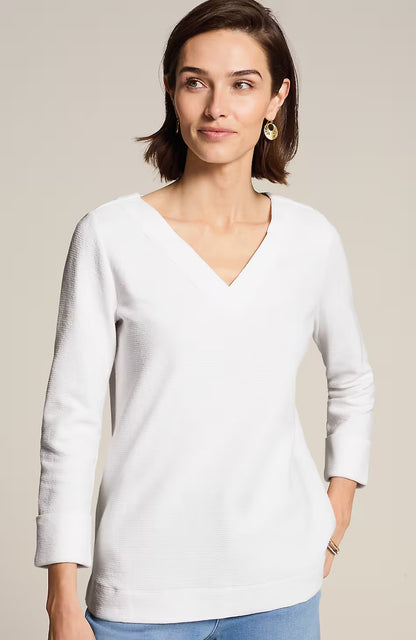 Ottoman-Knit Rolled-Cuff Top