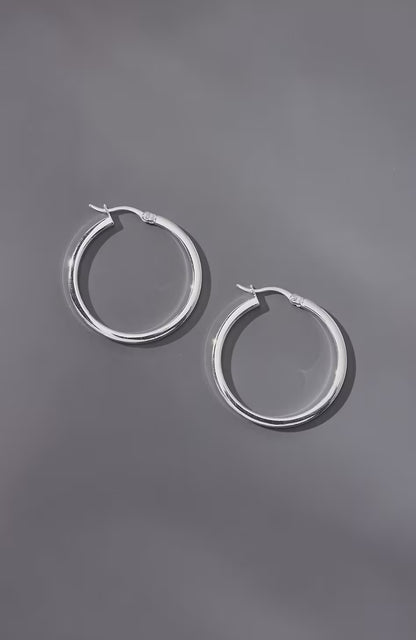 Sterling Silver Modern Hoops