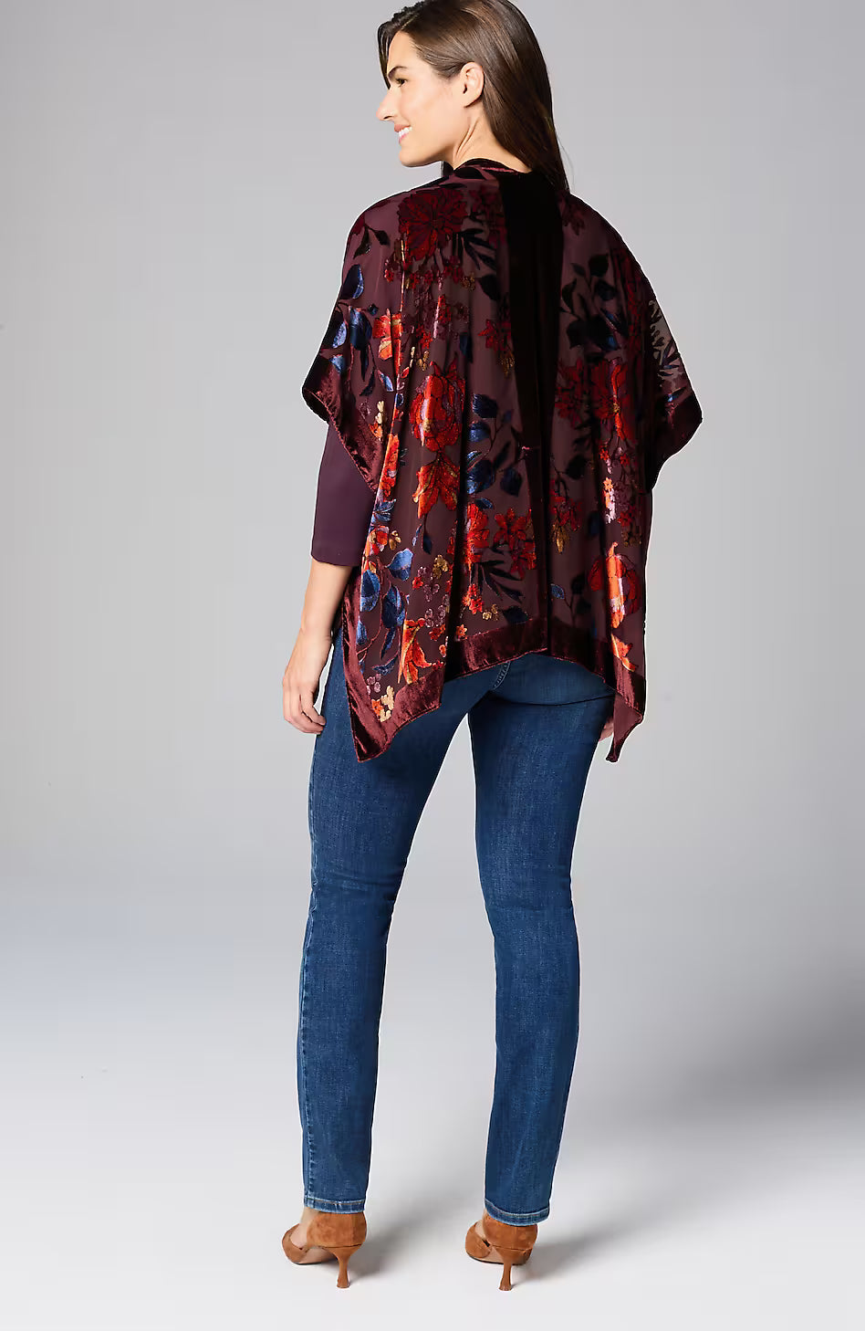 Floral Burnout Velvet Ruana