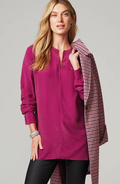Smocked Split-Neck Tunic