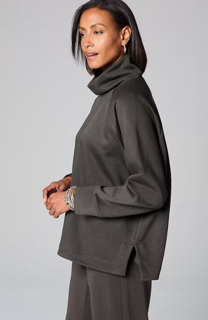 Pure Jill Fleece Stepped-Hem Top