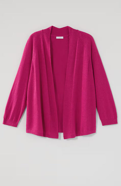 Fine-Textured-Seams Open-Front Cardi