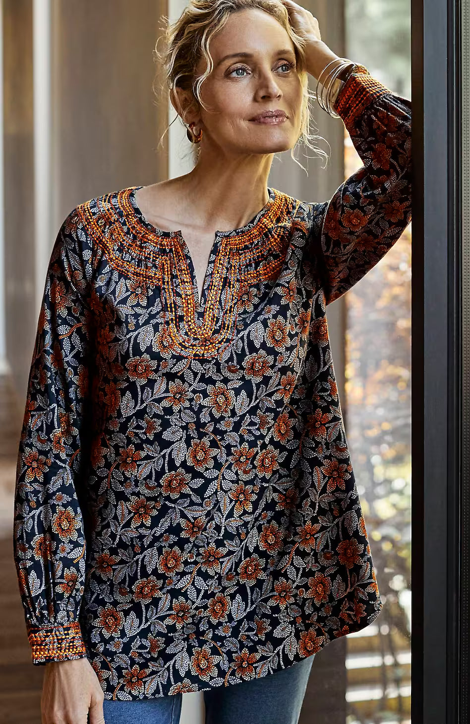 Pure Jill Twill Embroidered Tunic