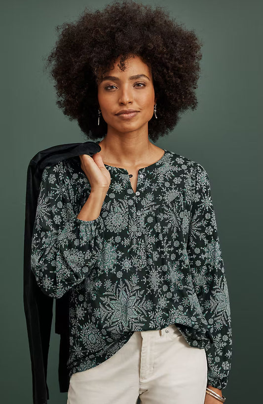 Printed Peasant Top