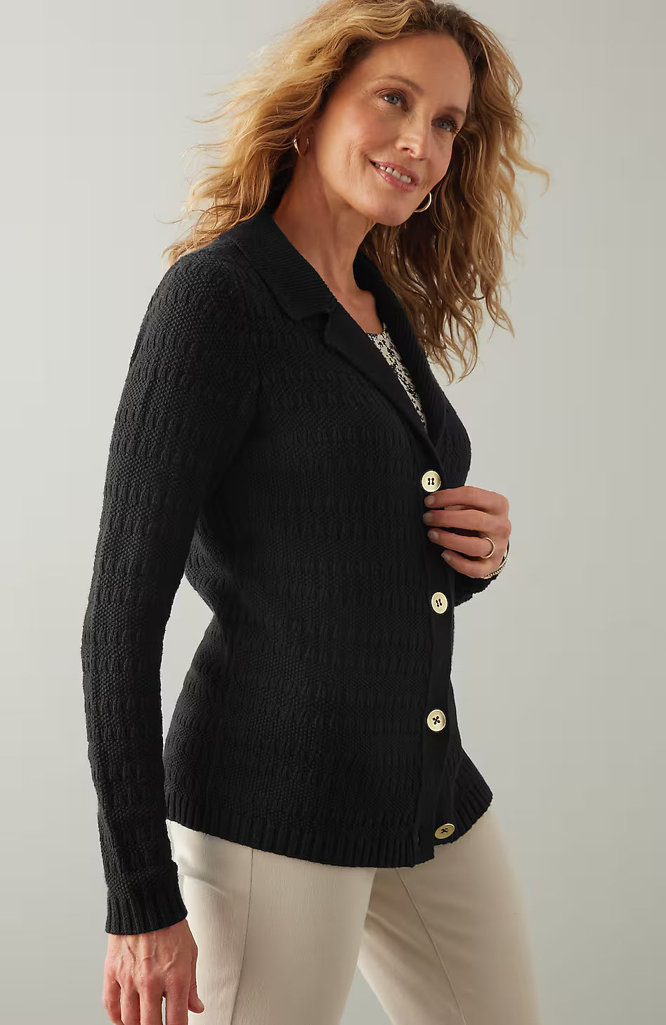 Wearever Textured Collared Cardi