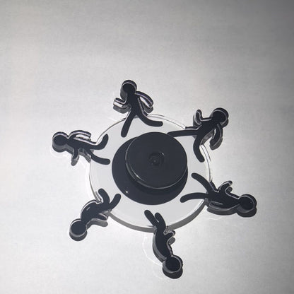 1pc Fidget Spinner en Forme de Personne Courante - Noir & Blanc, Plastique, Pas Besoin de , Idéal pour Adultes et Cadeaux de Fête, Mécanisme de Rotation Douce | Cadeaux Fidget Spinner