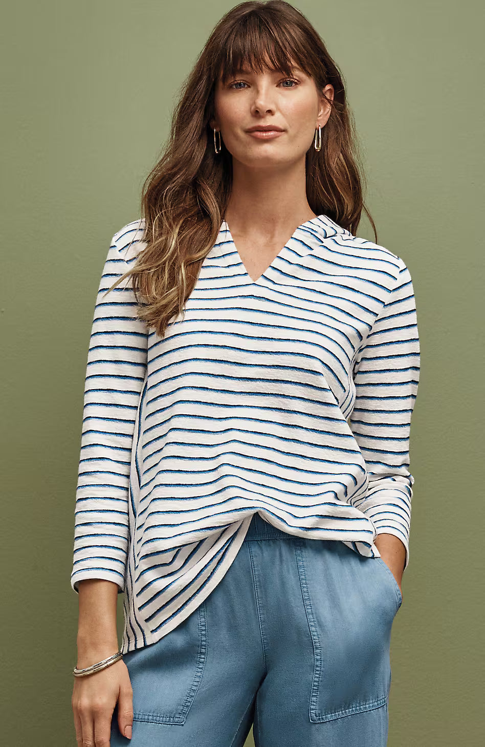 Mixed-Stripes Cotton Hoodie