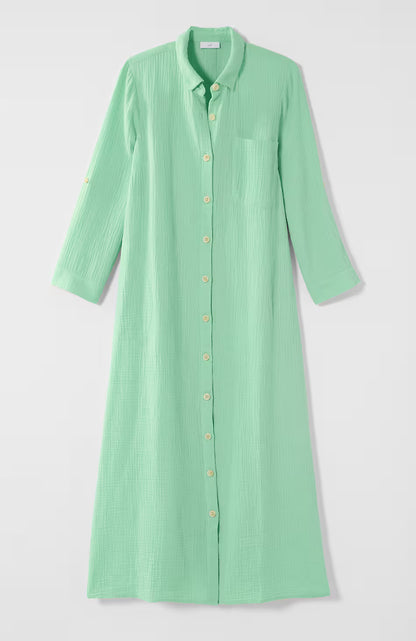 Cotton-Gauze Midi Shirtdress