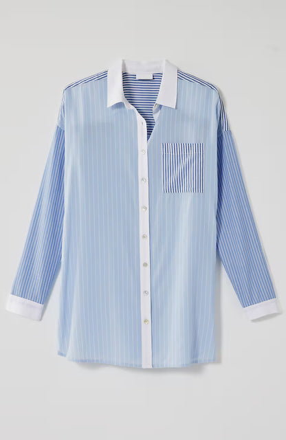 Mixed-Stripes Oversized Tunic