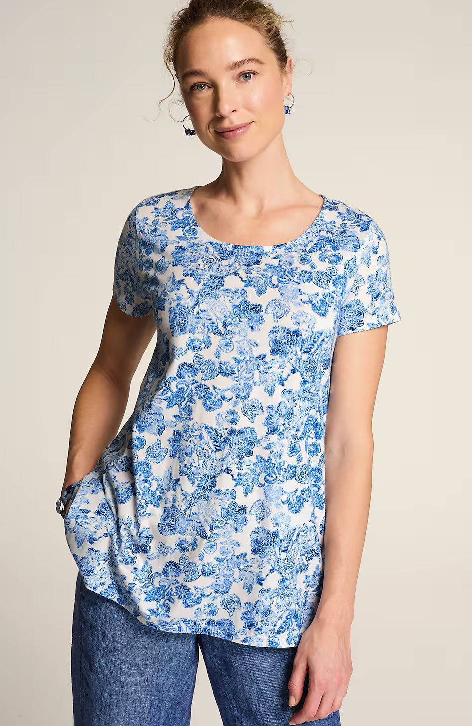 Pure Jill Scoop-Neck Elliptical Tee