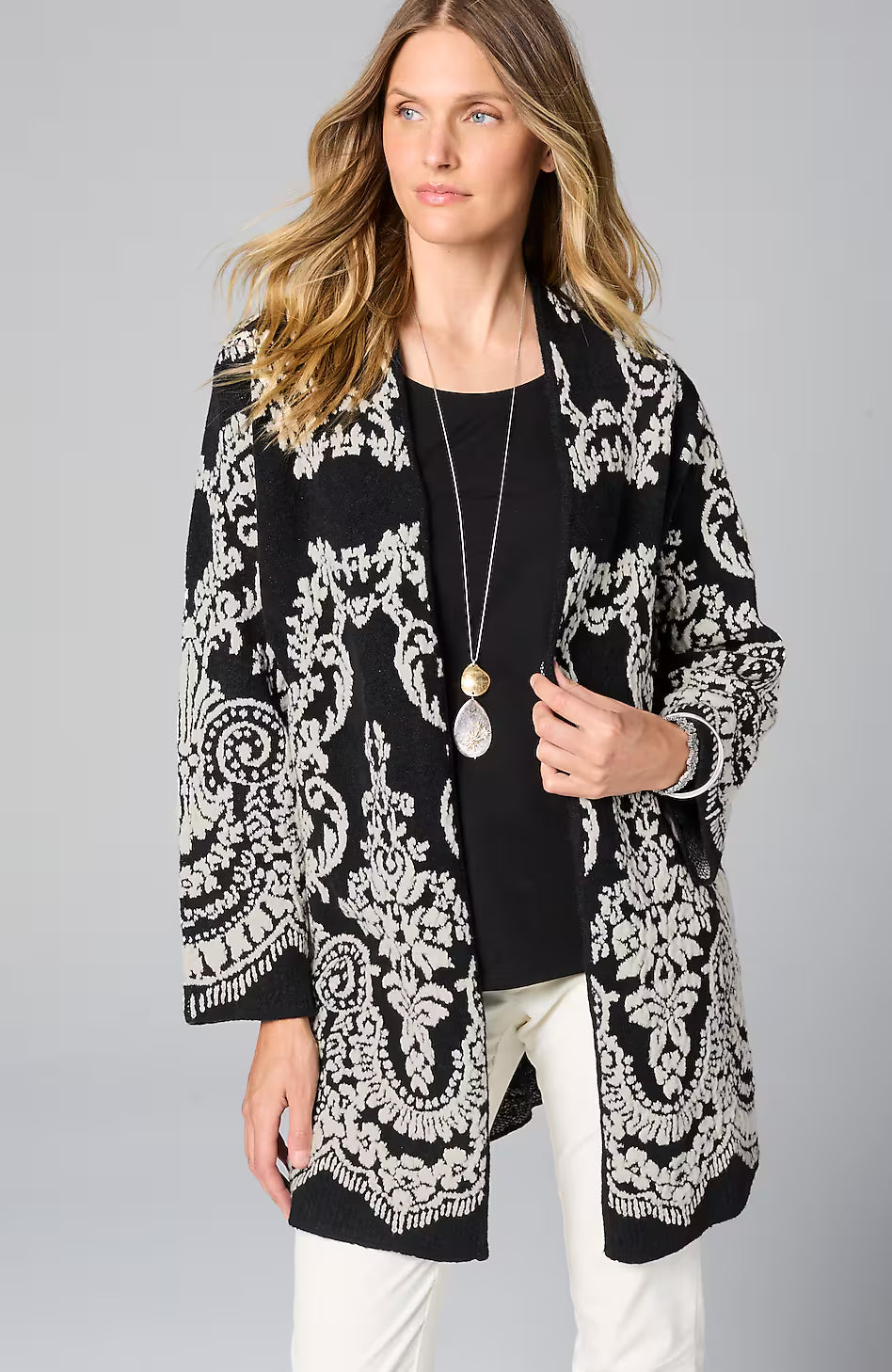 Placed-Jacquard Cardi