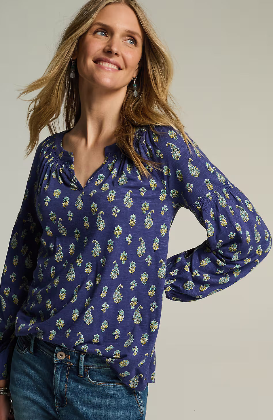 Printed Smocked Top