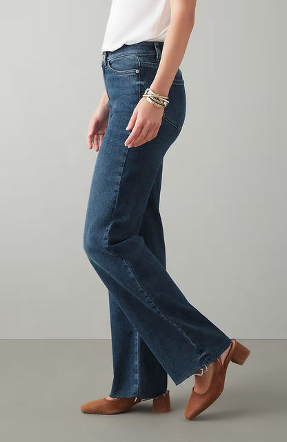 Fringe-Hem Wide-Leg Jeans