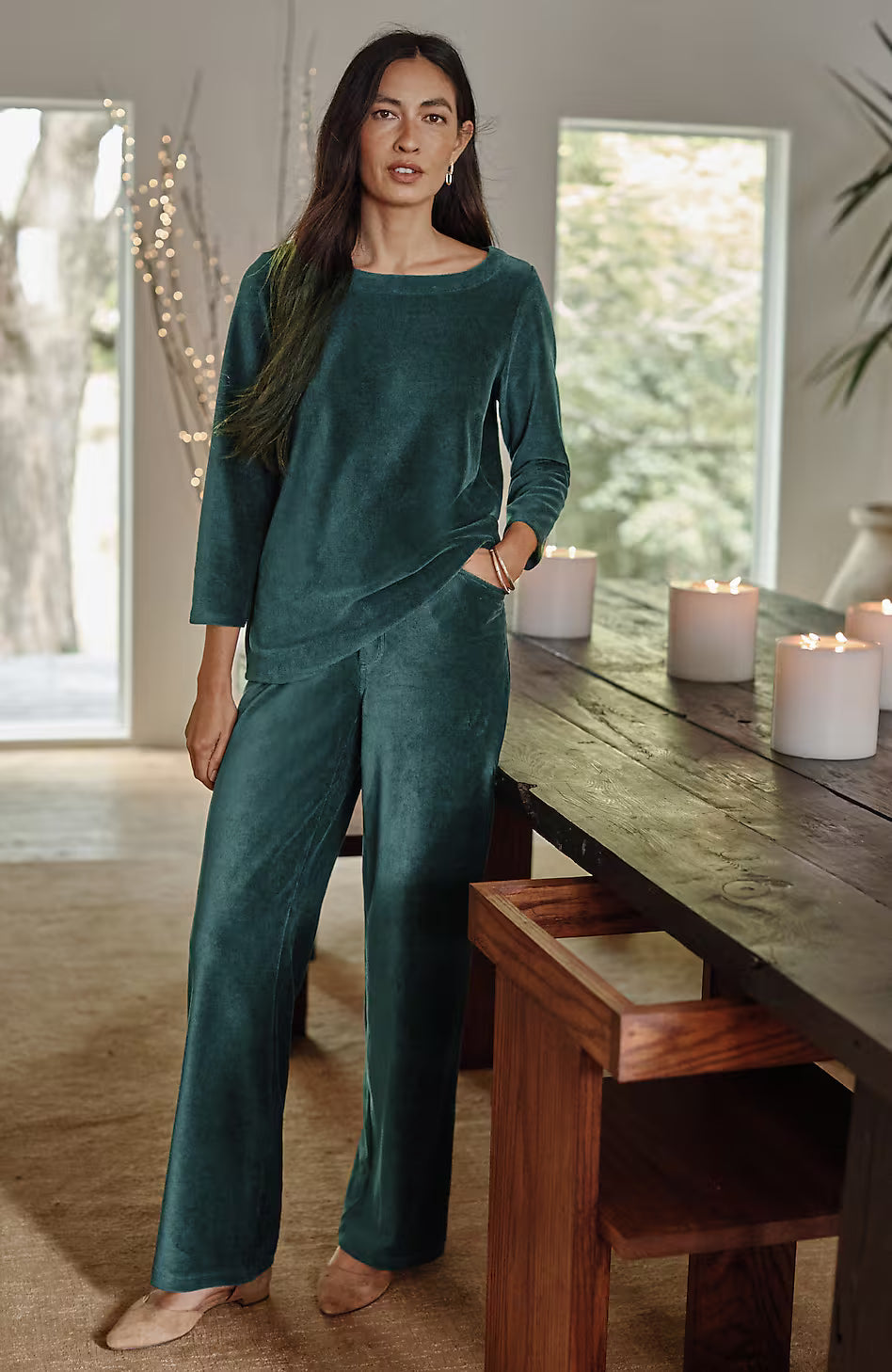 Pure Jill Corded-Velour Wide-Leg Pants
