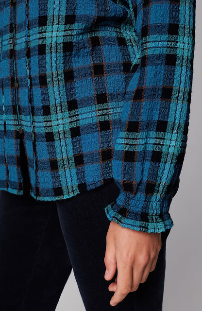 Crinkled Plaid Top