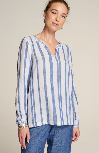 Pure Jill Embroidered Striped Top