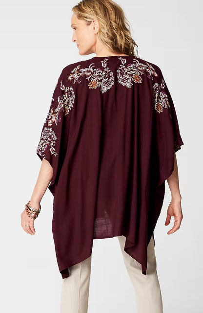 Embroidered Paisley Ruana