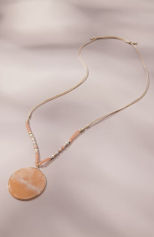 Peach Agate Pendant Necklace