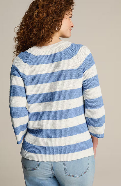 Split-Neck Ribbed Sweater