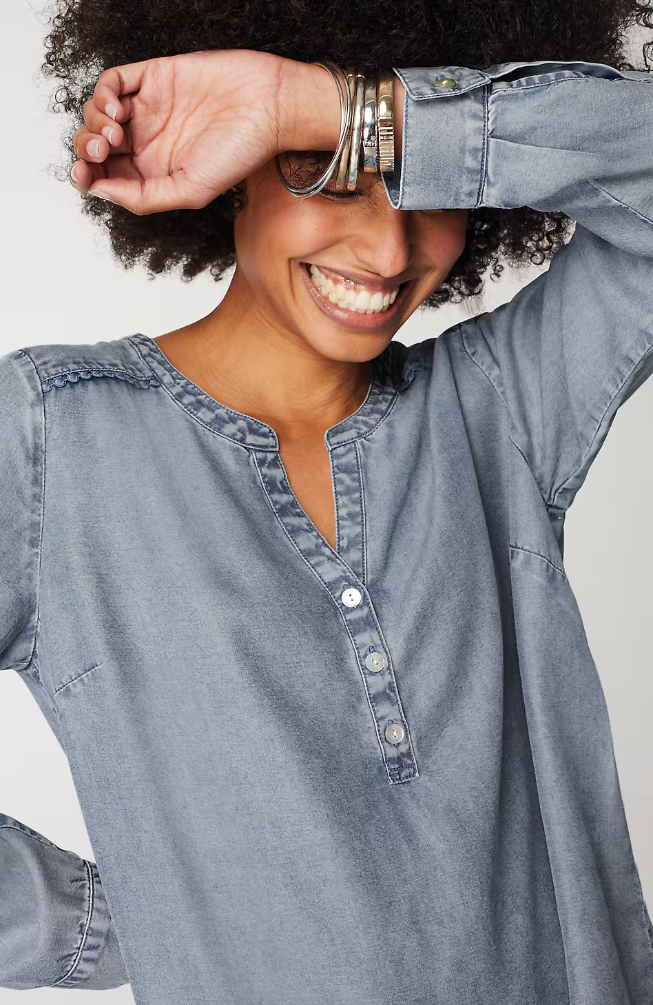 Trimmed Indigo Top