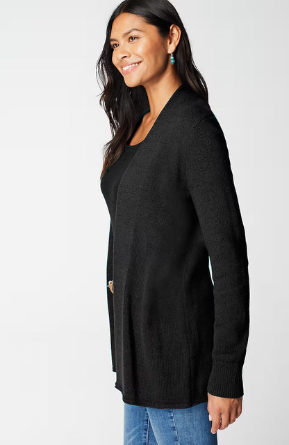 Open-Front Shawl-Collar Cardi