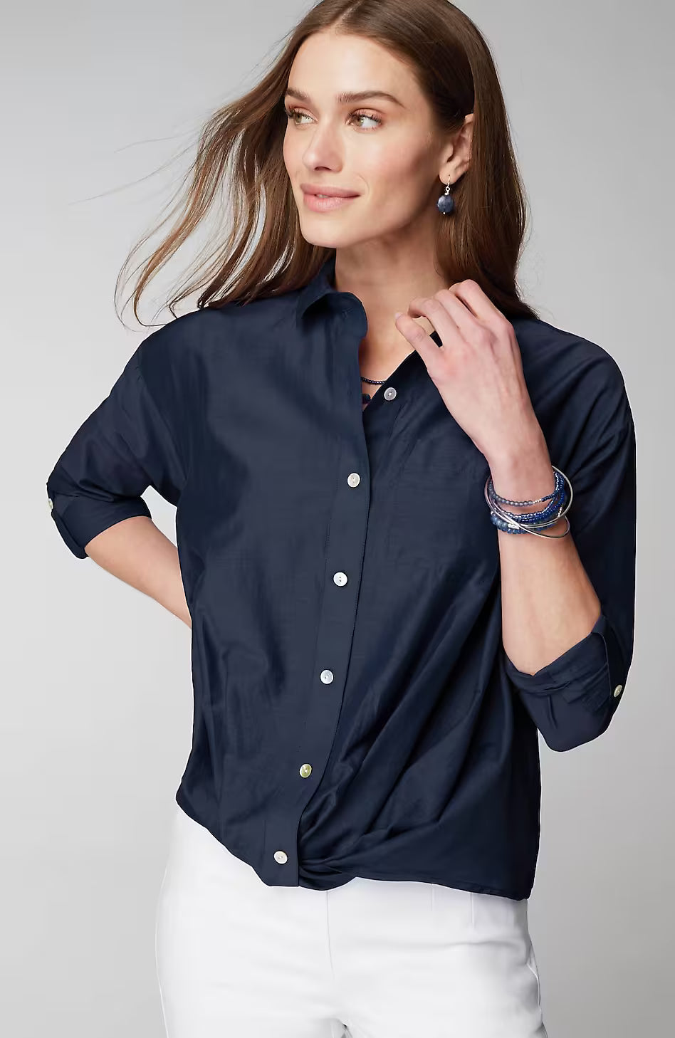 Cotton-Silk Twist-Front Top