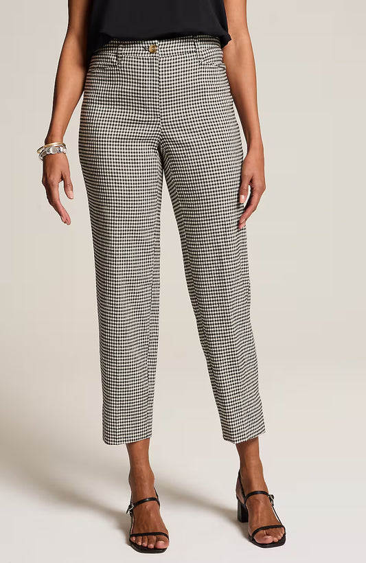 Linen-Stretch Straight-Leg Crops
