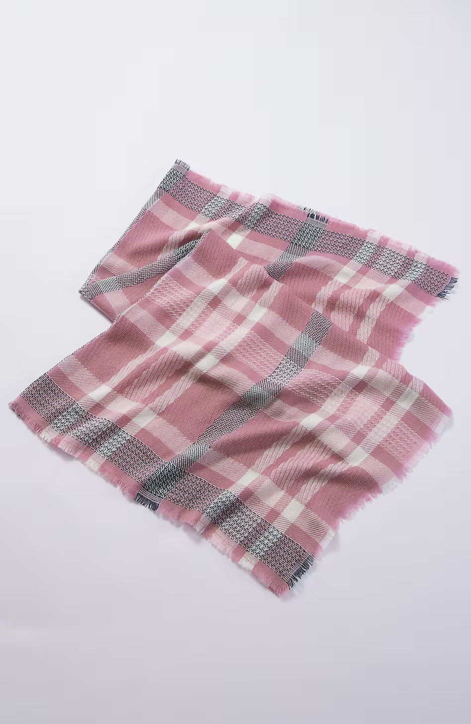 Fringed Plaid Square Scarf