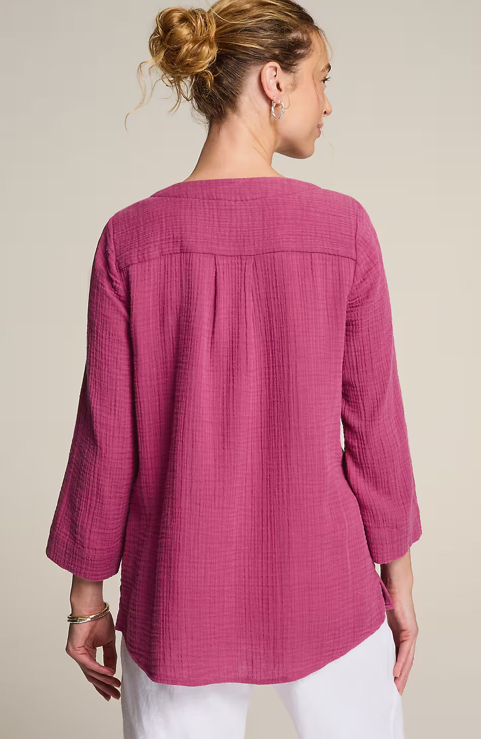 Pure Jill Cotton-Gauze One-Button Tunic