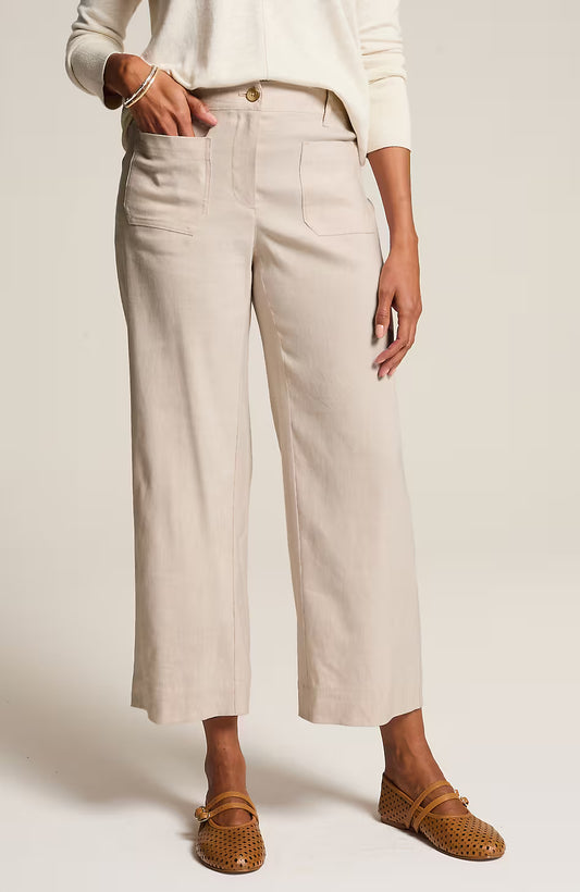 Linen-Stretch Patch-Pocket Crops