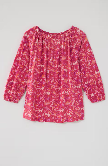 Printed Convertible-Shoulder Top