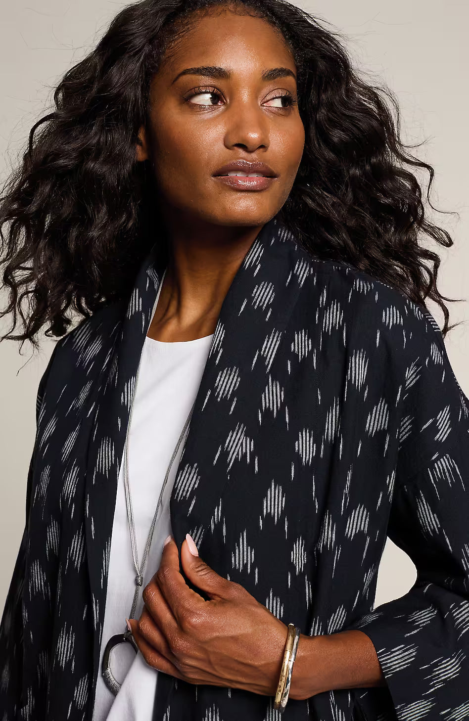 Pure Jill Ikat Open-Front Jacket