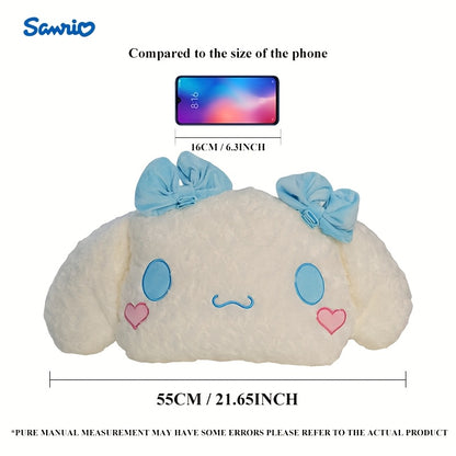 Pour l'oreiller en peluche for cinnamoroll - Coussin de chien de dessin animé mignon avec nœud bleu et yeux de cœur, tissu blanc doux, parfait pour la décoration de la chambre et du salon, cadeau idéal pour un couple ou les vacances, oreiller mignon