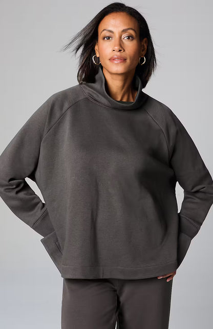 Pure Jill Fleece Stepped-Hem Top