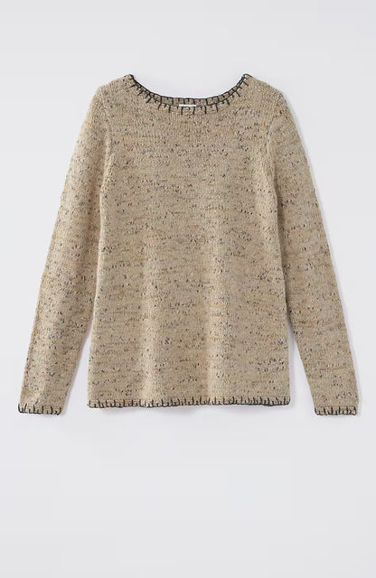 Pure Jill Whipstitch-Trimmed Pullover Sweater